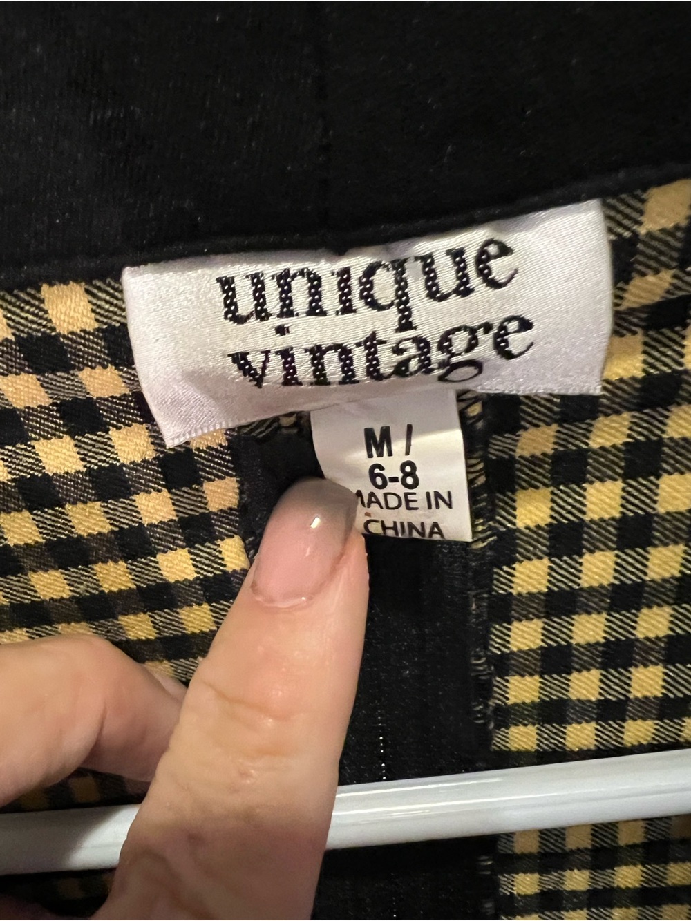 Unique Vintage Black and Yellow Gingham Dress